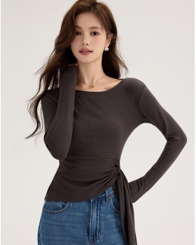 Long sleeve bandage T-shirt slim bottoming shirt