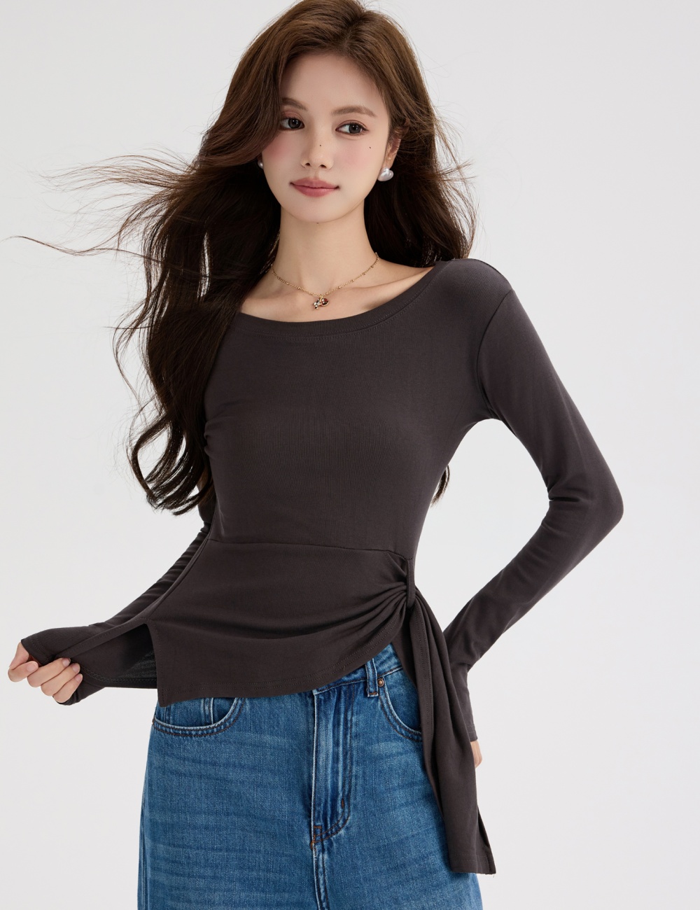 Long sleeve bandage T-shirt slim bottoming shirt