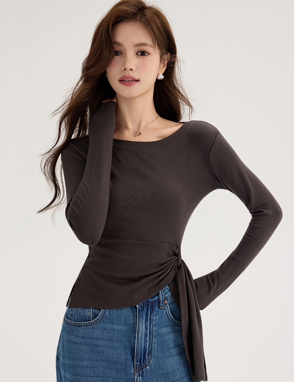Long sleeve bandage T-shirt slim bottoming shirt