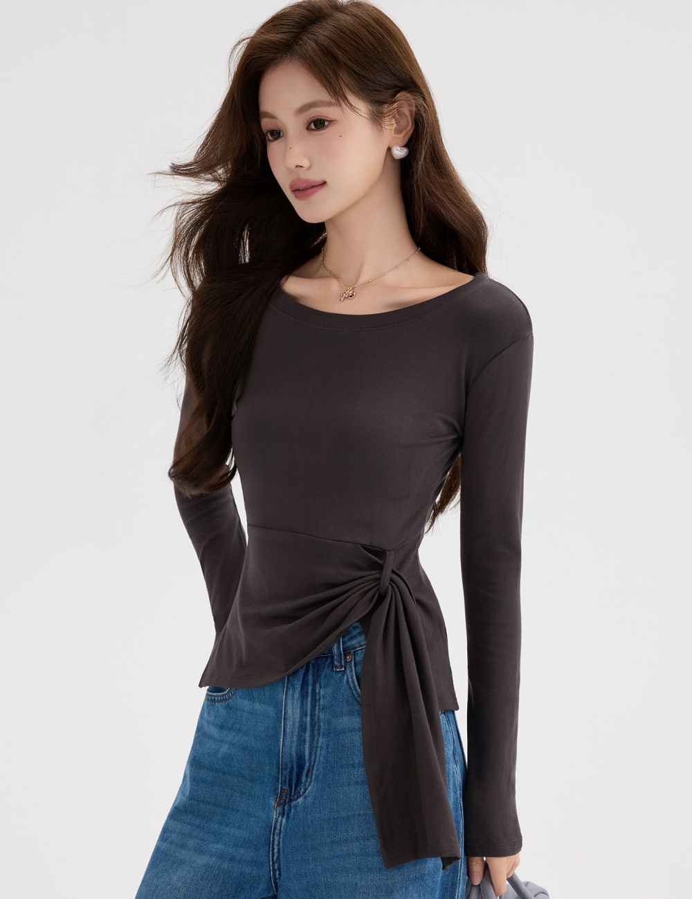Long sleeve bandage T-shirt slim bottoming shirt