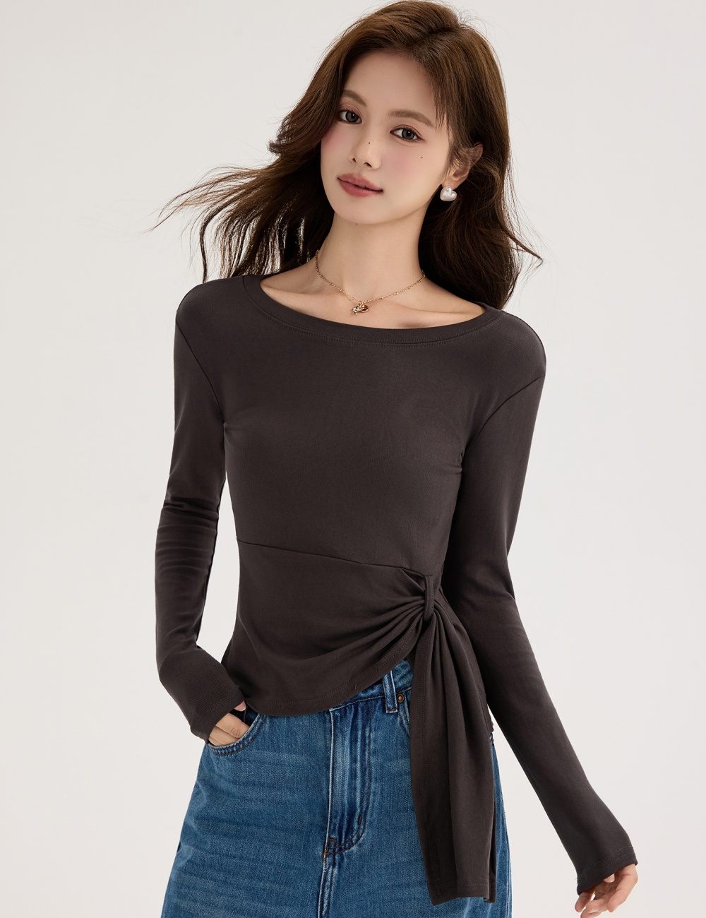 Long sleeve bandage T-shirt slim bottoming shirt