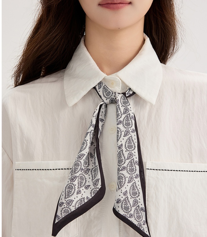 White long sleeve shirt pinched waist autumn tops