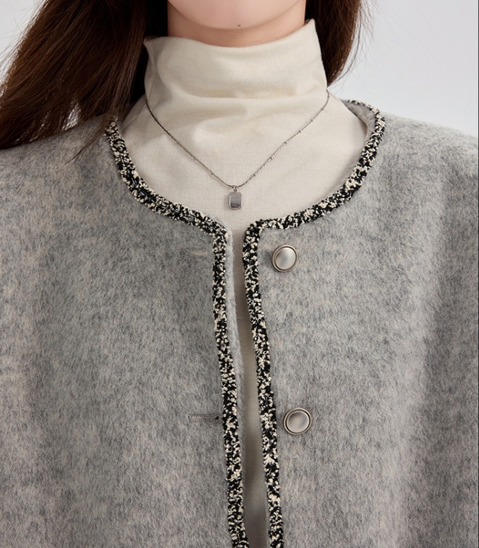 Autumn and winter gray woolen coat short tops for women