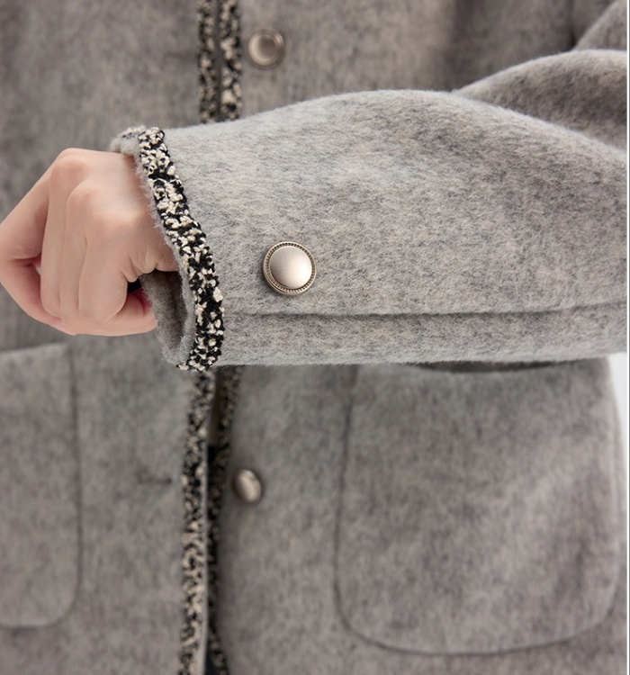 Autumn and winter gray woolen coat short tops for women