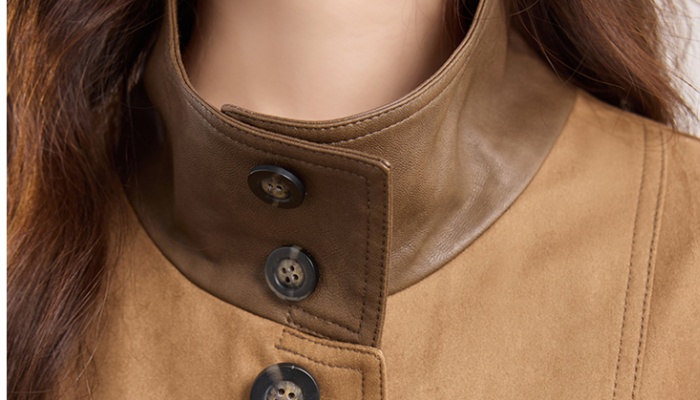 Loose fashion cstand collar tops Casual autumn plaid overcoat
