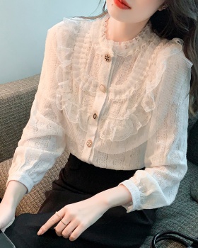 Autumn and winter lace small shirt lotus leaf edges tops