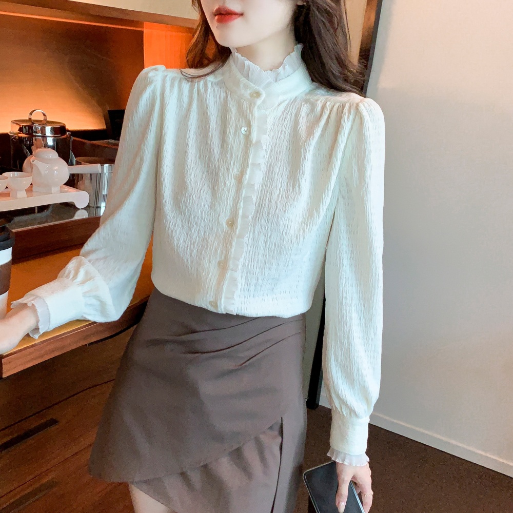 Cstand collar chiffon shirt shirt for women