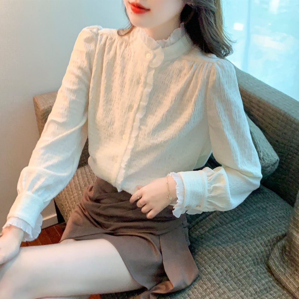 Cstand collar chiffon shirt shirt for women