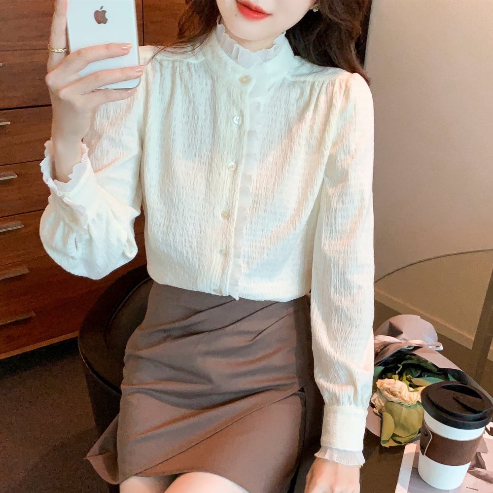 Cstand collar chiffon shirt shirt for women