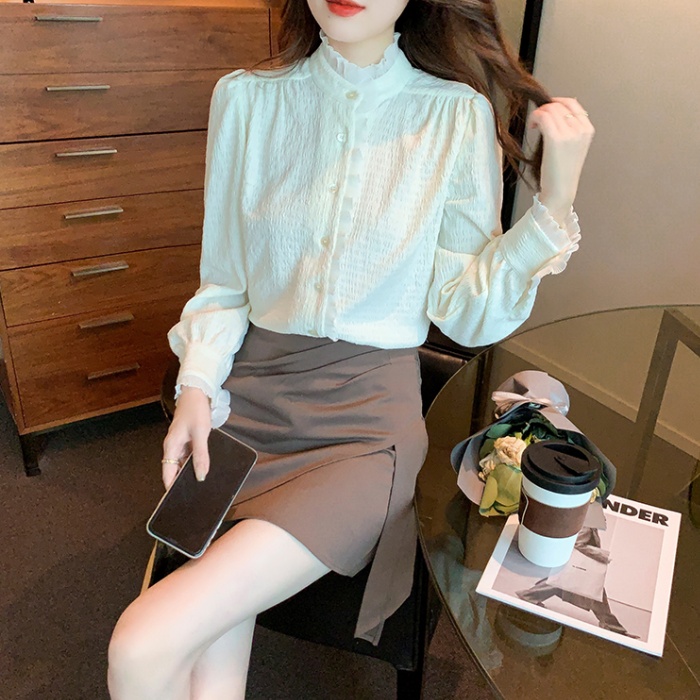 Cstand collar chiffon shirt shirt for women