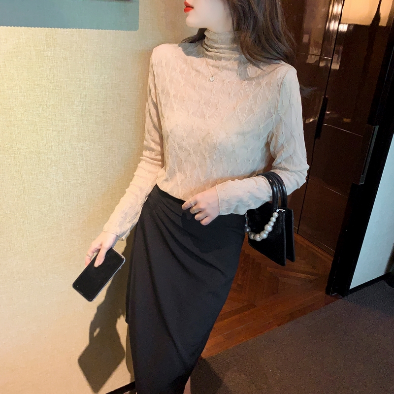Chiffon bottoming shirt high collar small shirt