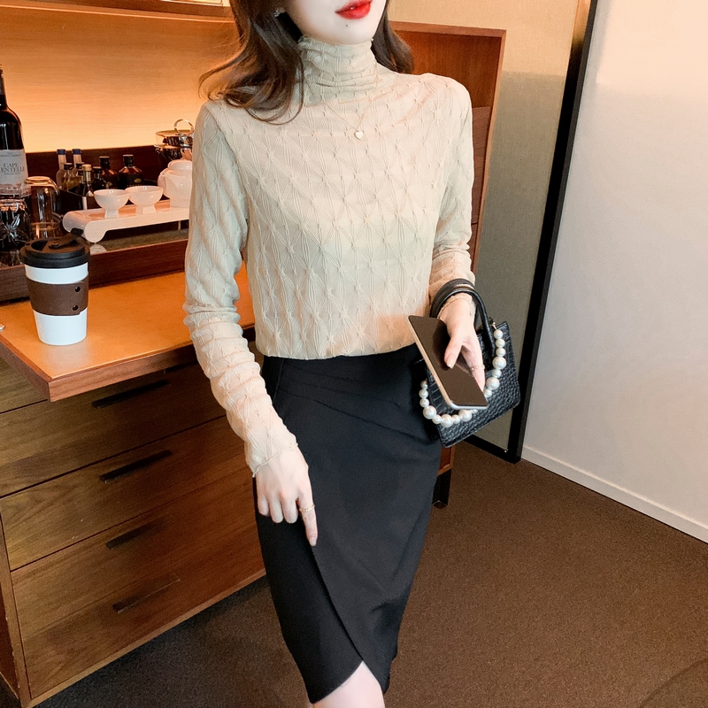 Chiffon bottoming shirt high collar small shirt