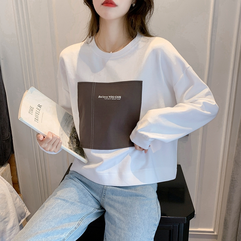 Loose thin hoodie autumn short tops for women