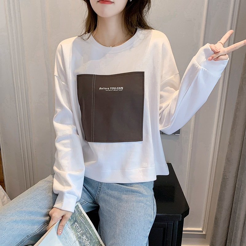 Loose thin hoodie autumn short tops for women