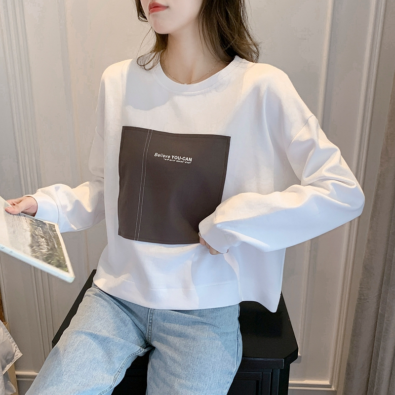 Loose thin hoodie autumn short tops for women