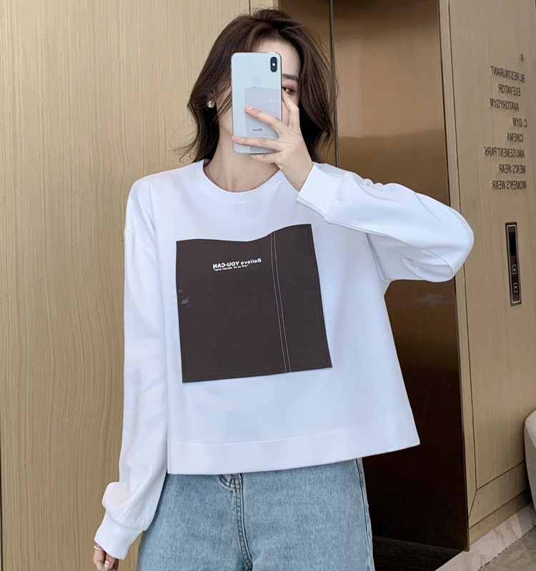 Loose thin hoodie autumn short tops for women