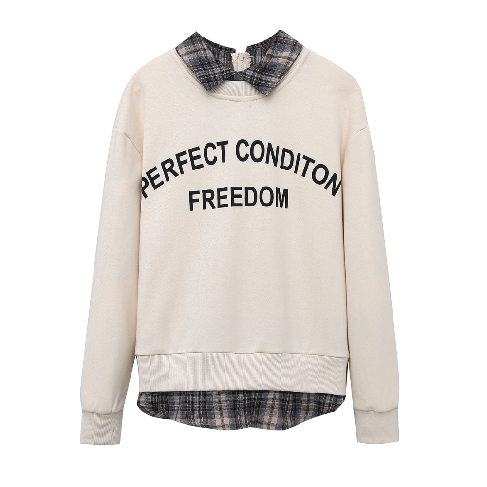 Cozy autumn splice pullover Pseudo-two hoodie for women