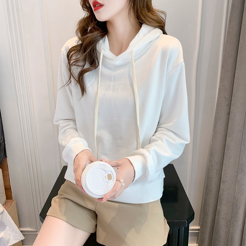 White long sleeve letters all-match hooded hoodie