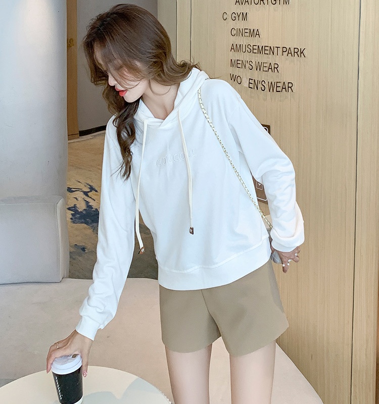 White long sleeve letters all-match hooded hoodie