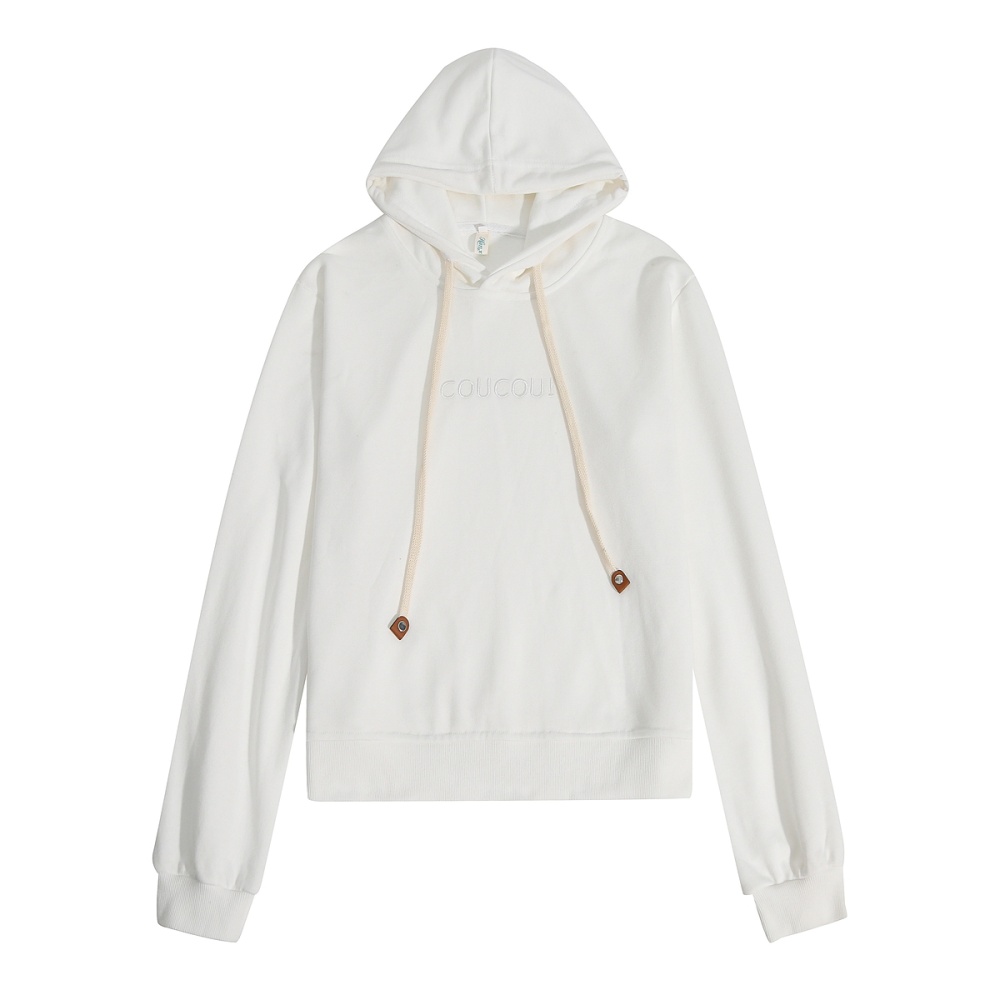 White long sleeve letters all-match hooded hoodie