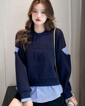 Pseudo-two Korean style tops autumn hoodie