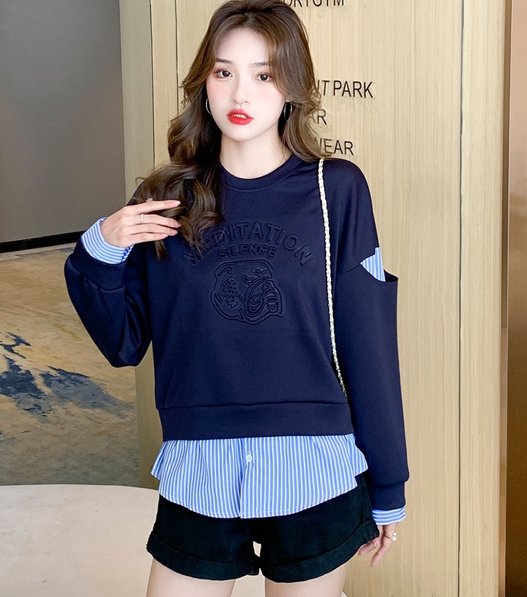 Pseudo-two Korean style tops autumn hoodie