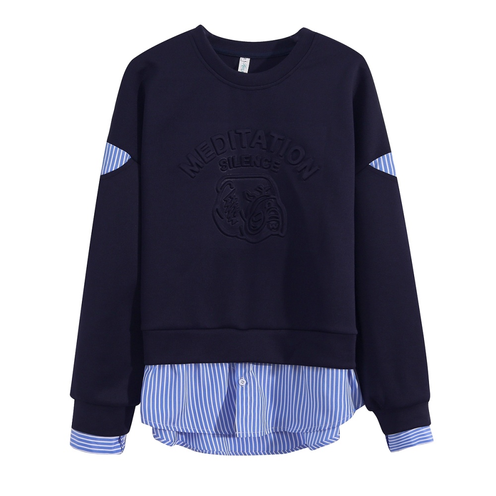 Pseudo-two Korean style tops autumn hoodie