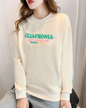 Round neck loose cotton terry pure autumn printing hoodie