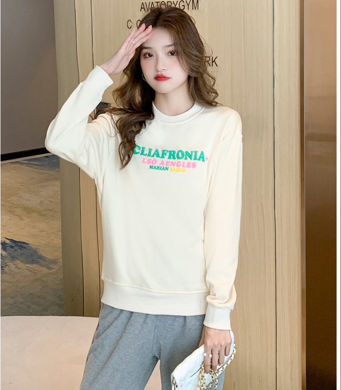 Round neck loose cotton terry pure autumn printing hoodie