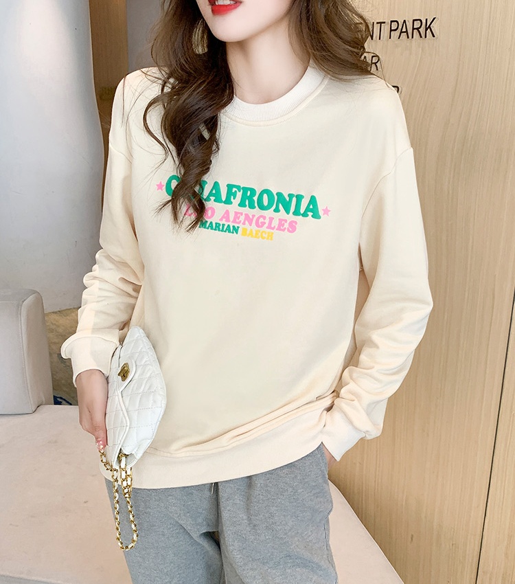 Round neck loose cotton terry pure autumn printing hoodie