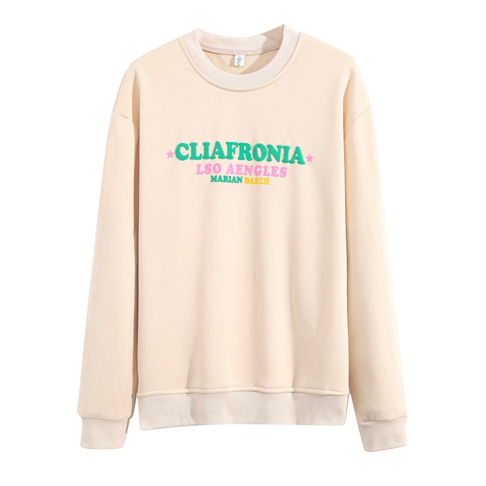 Round neck loose cotton terry pure autumn printing hoodie