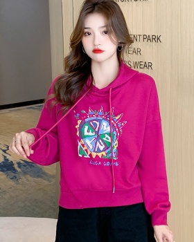Autumn spring unique tops hooded thin hoodie for women