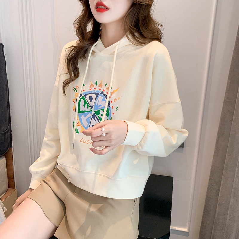 Autumn spring unique tops hooded thin hoodie for women