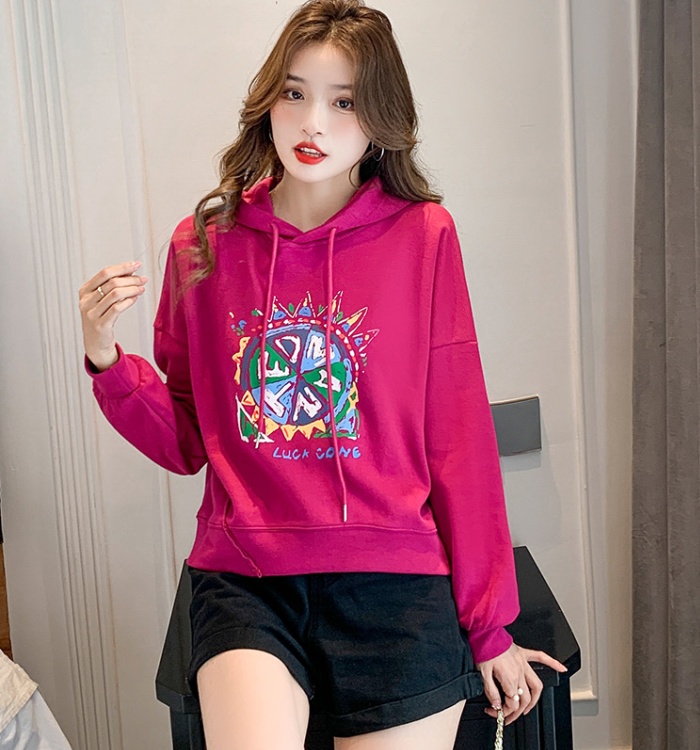 Autumn spring unique tops hooded thin hoodie for women