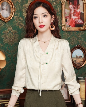 Long sleeve retro autumn shirt Chinese style spring tops