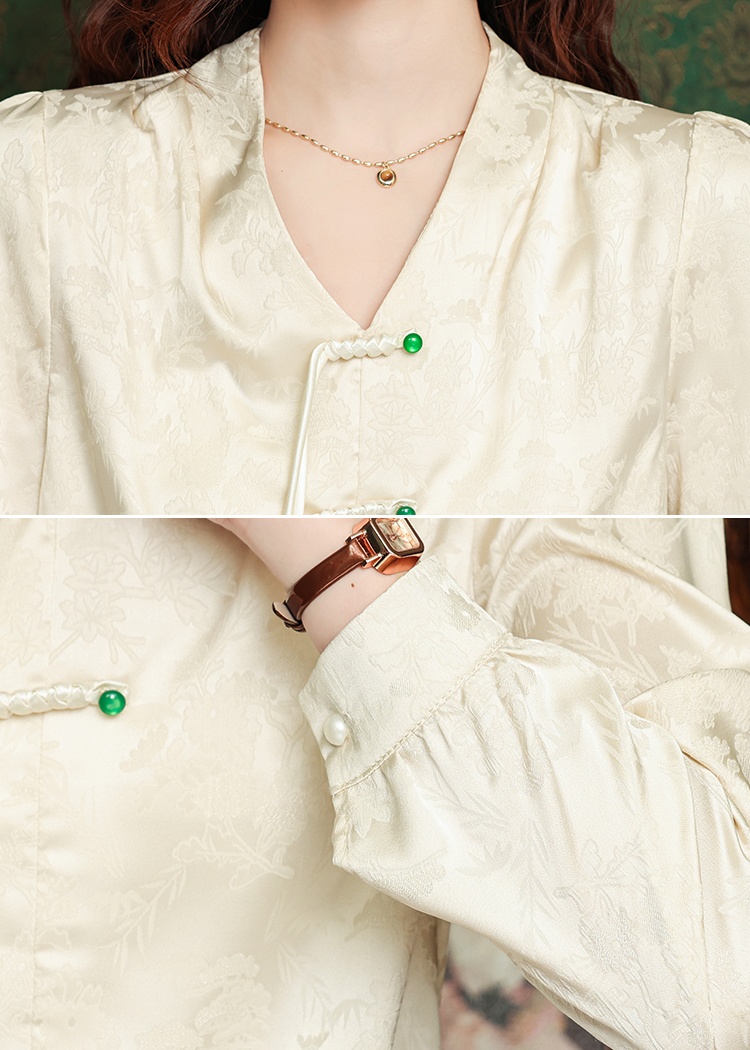 Long sleeve retro autumn shirt Chinese style spring tops
