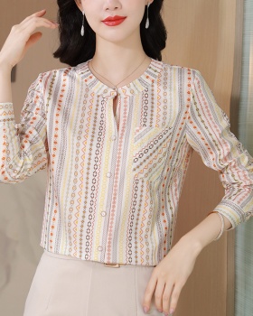 France style long sleeve tops elegant Casual shirt for women