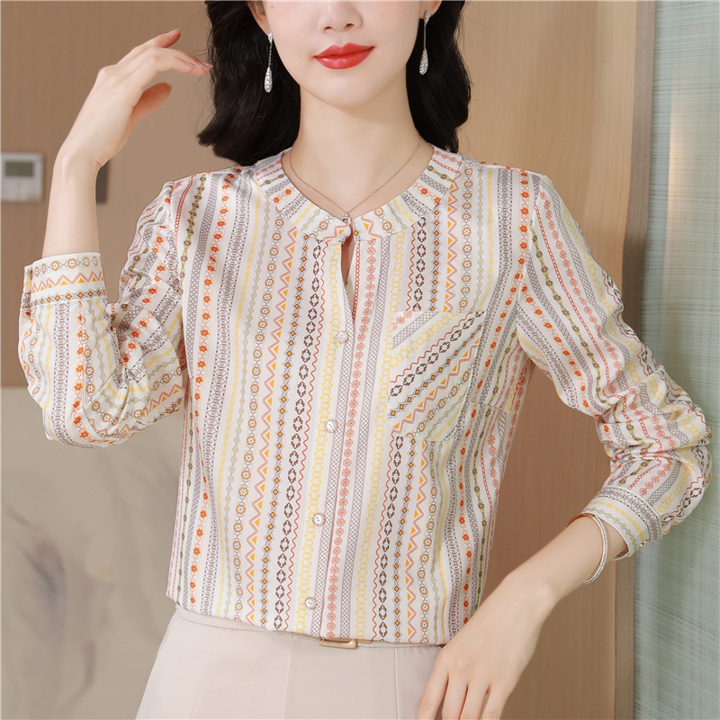 France style long sleeve tops elegant Casual shirt for women