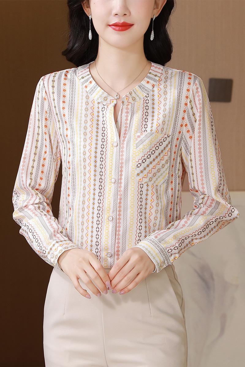France style long sleeve tops elegant Casual shirt for women