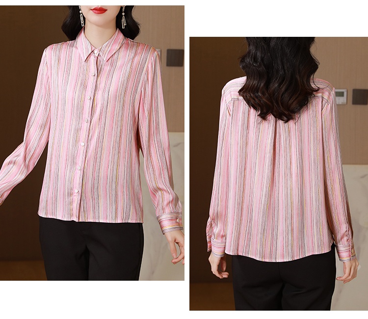 Long sleeve real silk small shirt autumn silk tops