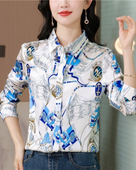 Real silk autumn silk shirt temperament long sleeve slim tops