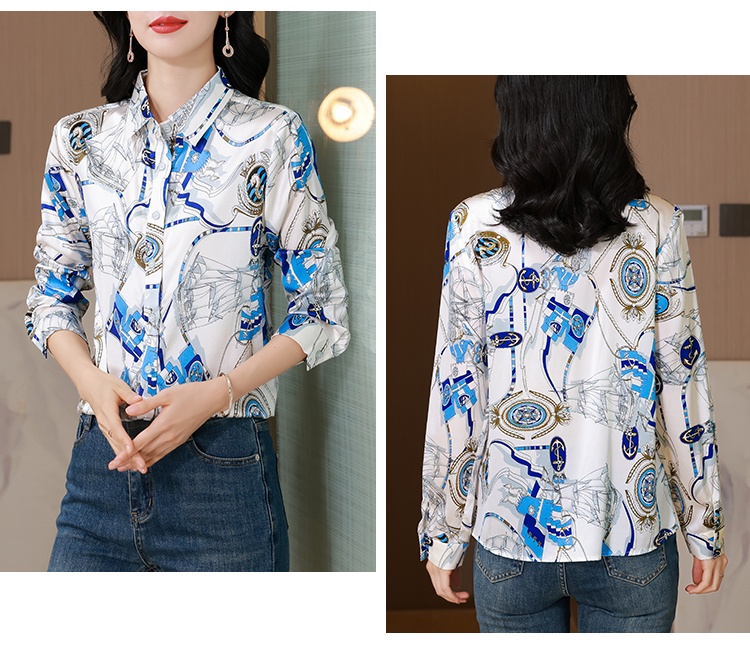 Real silk autumn silk shirt temperament long sleeve slim tops