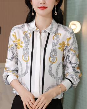 Printing real silk chain mixed colors twill shirt for women