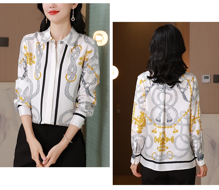Printing real silk chain mixed colors twill shirt for women
