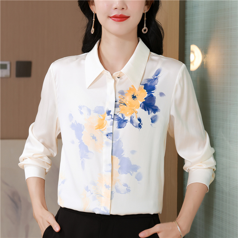 Long sleeve silk real silk shirt autumn fashion tops