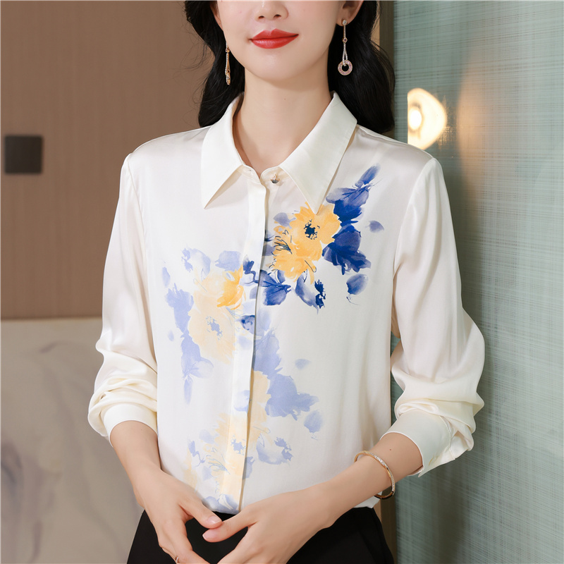 Long sleeve silk real silk shirt autumn fashion tops