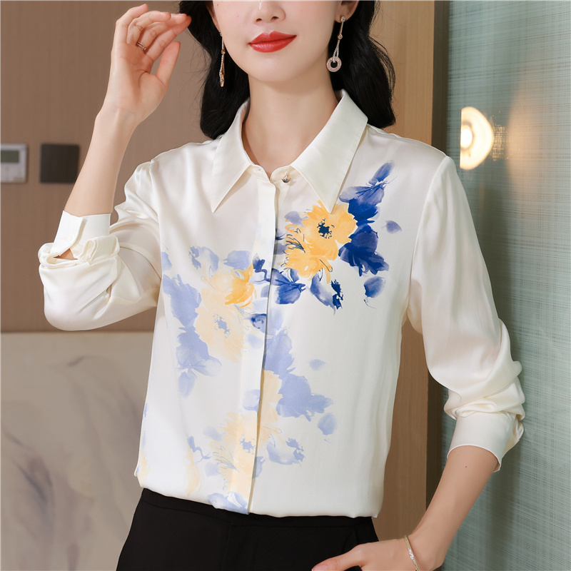 Long sleeve silk real silk shirt autumn fashion tops