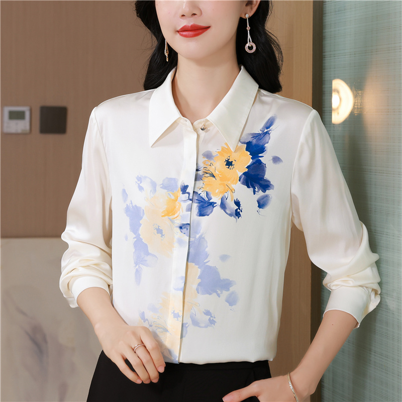 Long sleeve silk real silk shirt autumn fashion tops