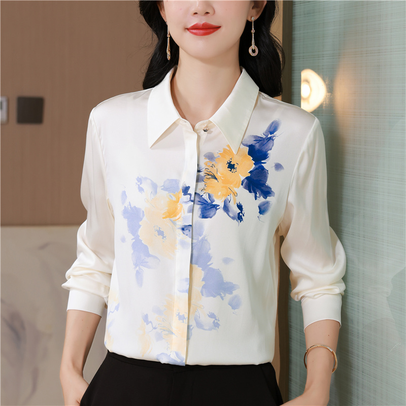 Long sleeve silk real silk shirt autumn fashion tops