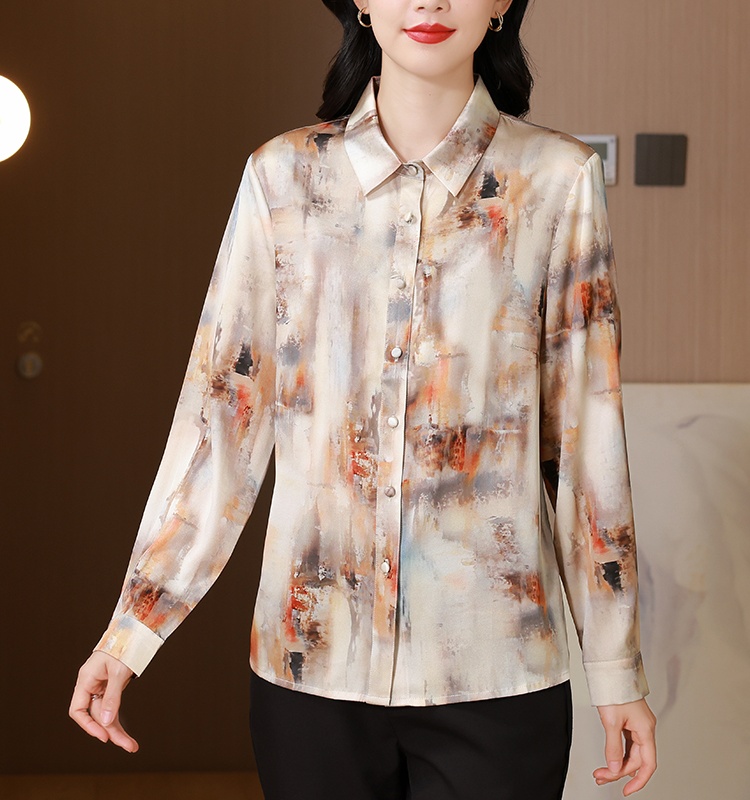 Autumn silk shirt real silk tops for women
